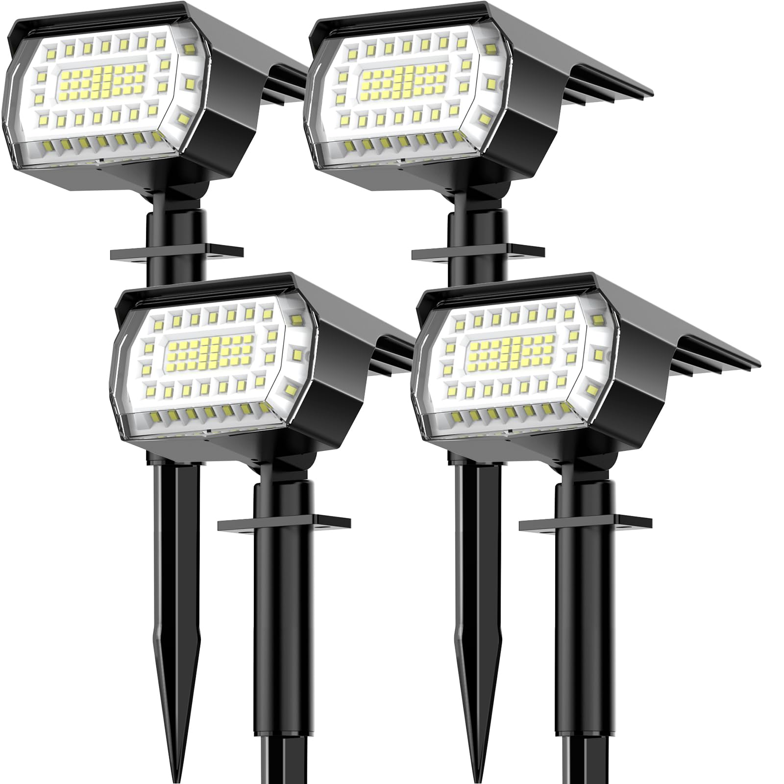 LANSOW Solar Spot Lights Outdoor, [4 Pack/57 LED] 2-in-1 Solar Landscape Spotlights, 3 Modes IP65 Waterproof Dusk to Dawn Solar Powered Flood Wall Lights for Outside Yard Garden Pathway(Cool White)