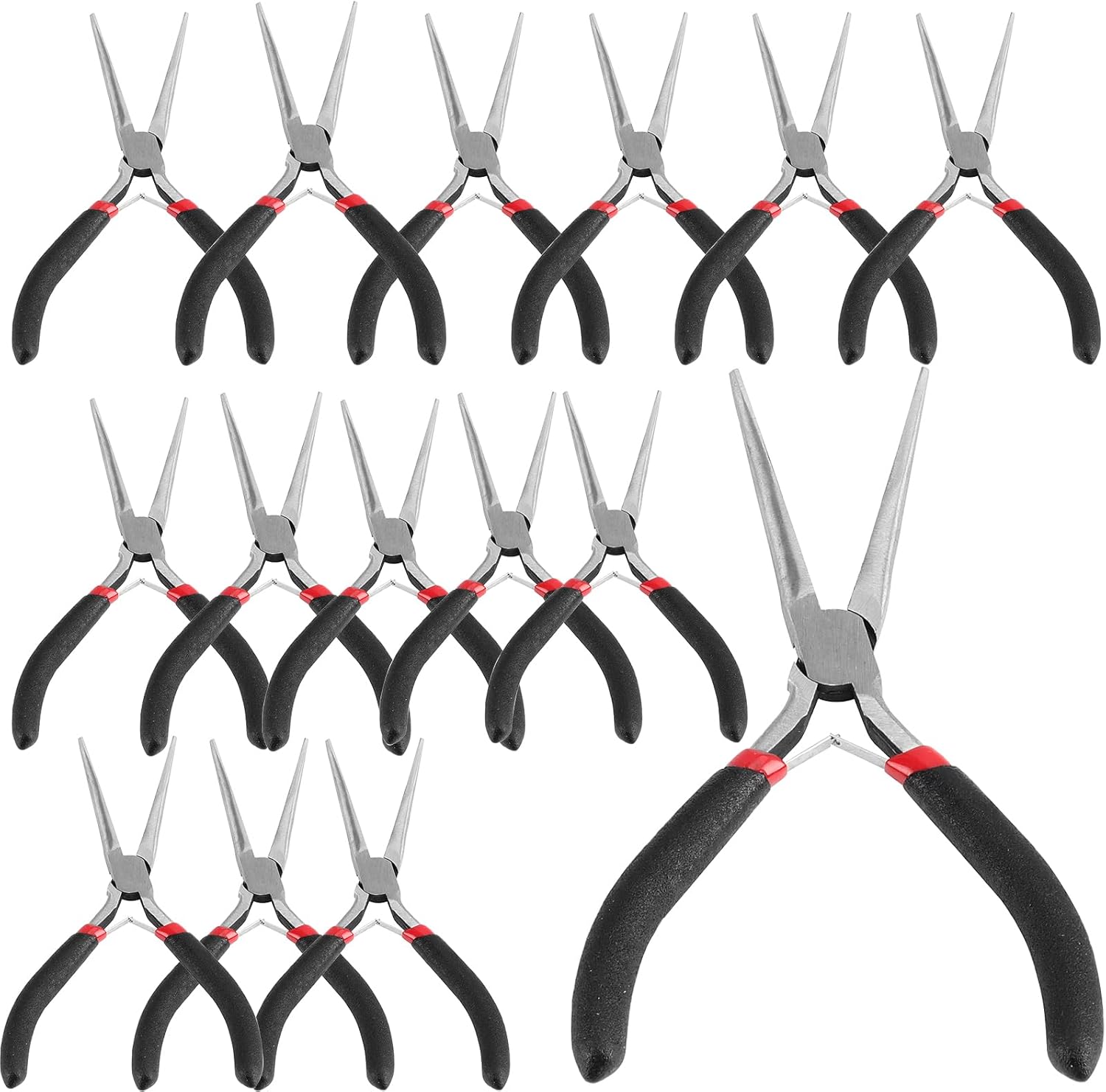 JOIKIT 15 Pack 6 Inch Long Needle Nose Pliers, Mini Precision Needle Nose Pliers Set Repair Tool for Wire Wrapping, DIY Crafts, Electronic Repair