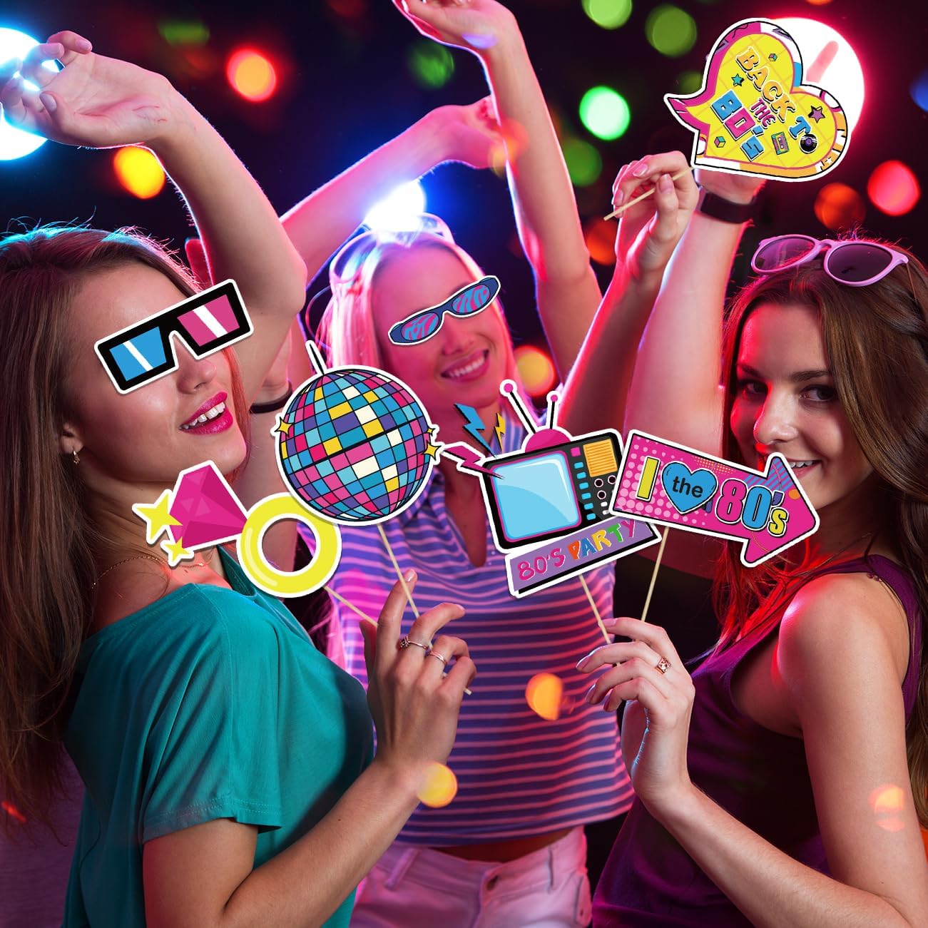 80s Party Decorations Photo Booth Props Retro Theme Party Decorations 80s Birthday Party Decorations 1980s Hip Hop Party for Adults - Image 6