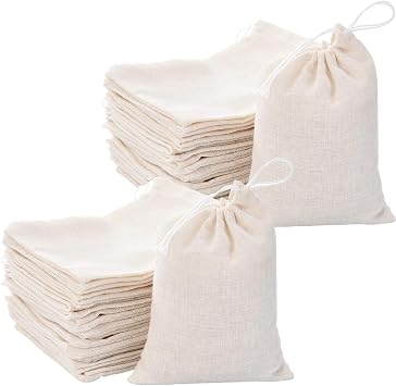 Tatuo 200 Pack Muslin Bags with Drawstring, 3 x 4 Inch