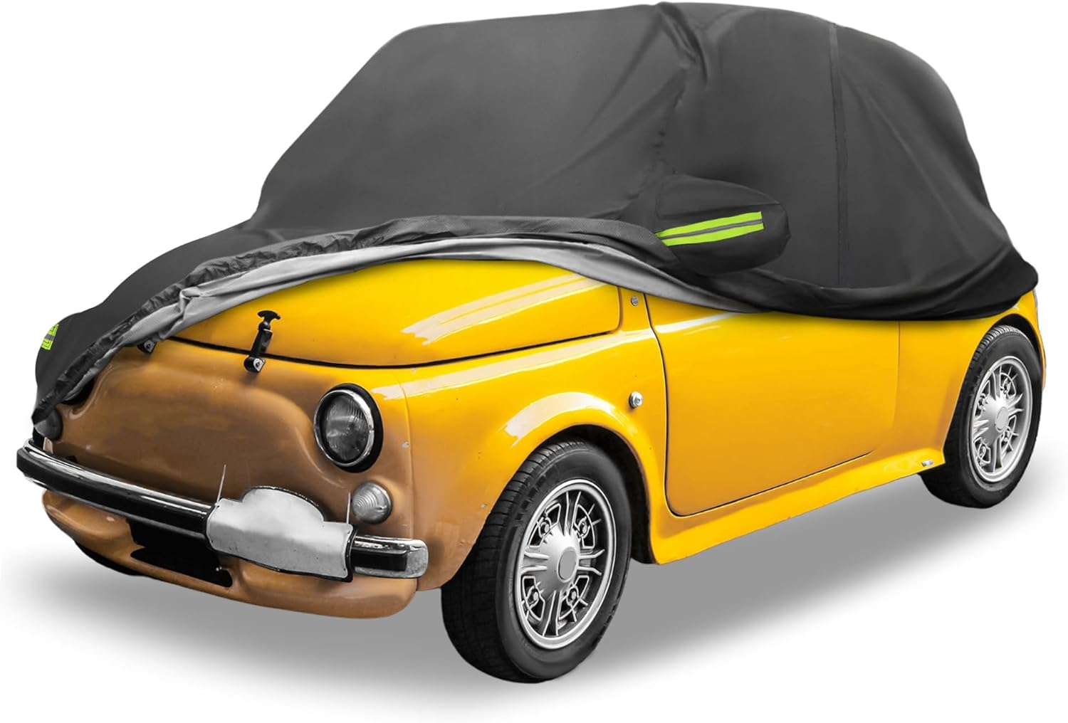 uxcell for Fiat 500 2007-2022 Cover Waterproof Car Cover Outdoor Full Car Cover All Weather Protection Rain Sun Protection with Zipper Black