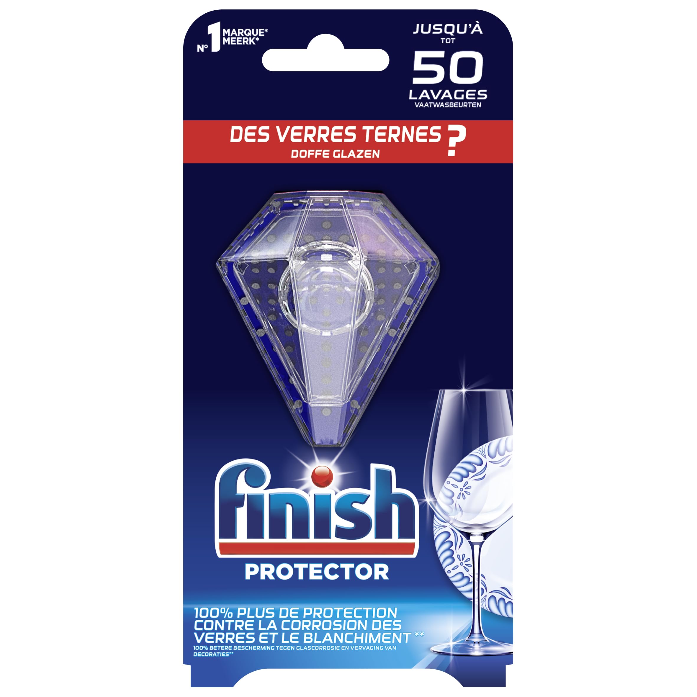 Finish Protector Produit Lave-vaisselle Protecteur des verres 200 lavages Lot de 4
