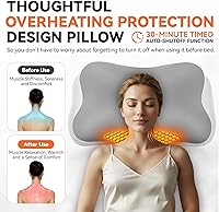 Vista 3 de Almohada cervical térmica para aliviar el dolor de cuello, almohada ortopédica de espuma viscoelástica ergonómica para soporte del cuello
