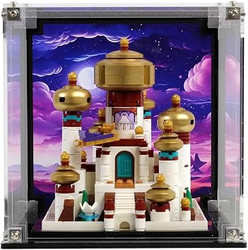 Display Case Compatible with Lego Set 40613 - Mini Disney Palace of Agrabah - Acrylic Dustproof Showcase with Pre-Printed Background - Set Not Included
