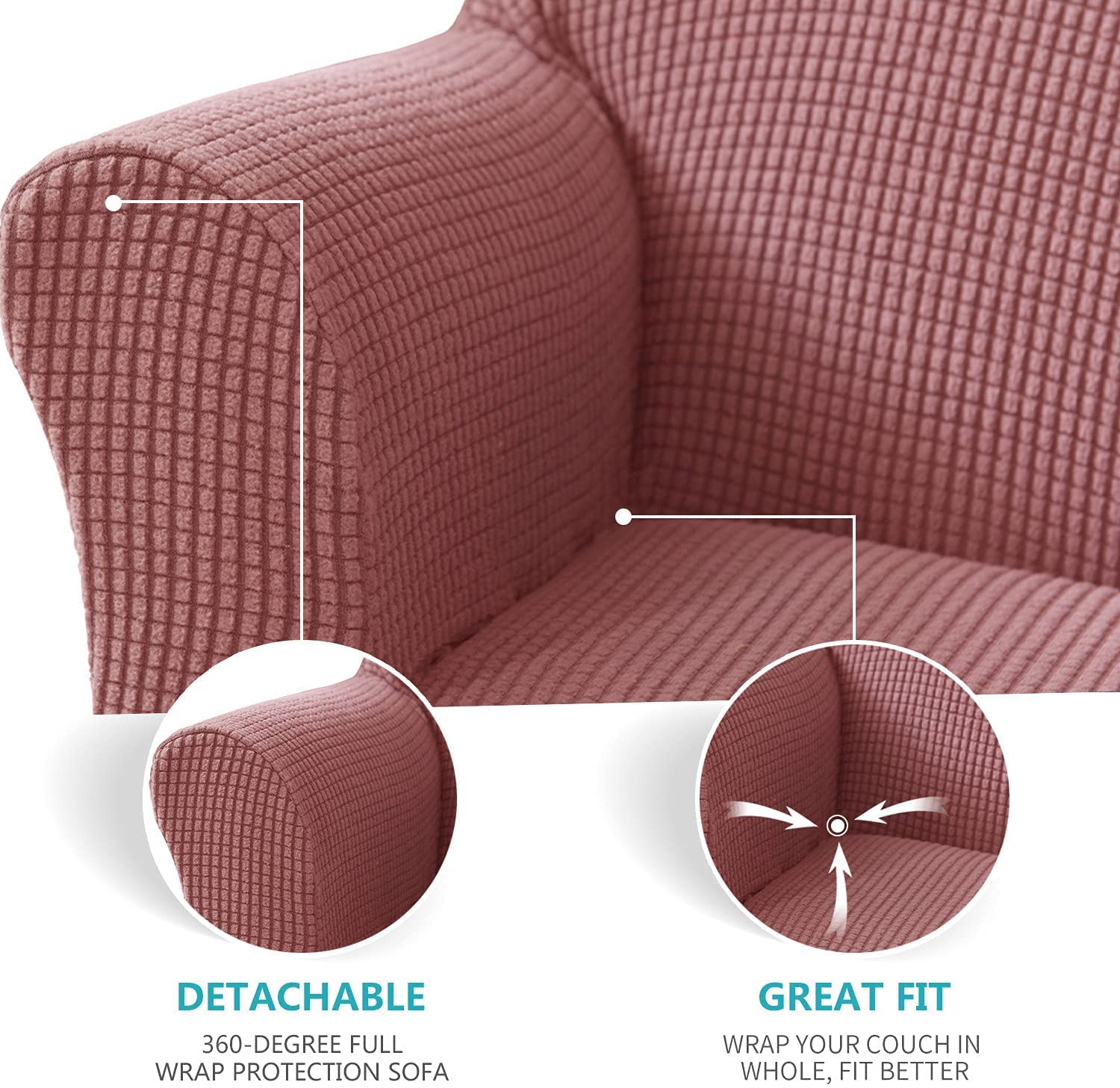 Dehnbarer Sofabezug, weicher Möbelschutz, Sessel-Schonbezug, Kinder- und babysicherer Möbelschutz, Dunkelrosa, Couchbezug für Wohnzimmerdekoration