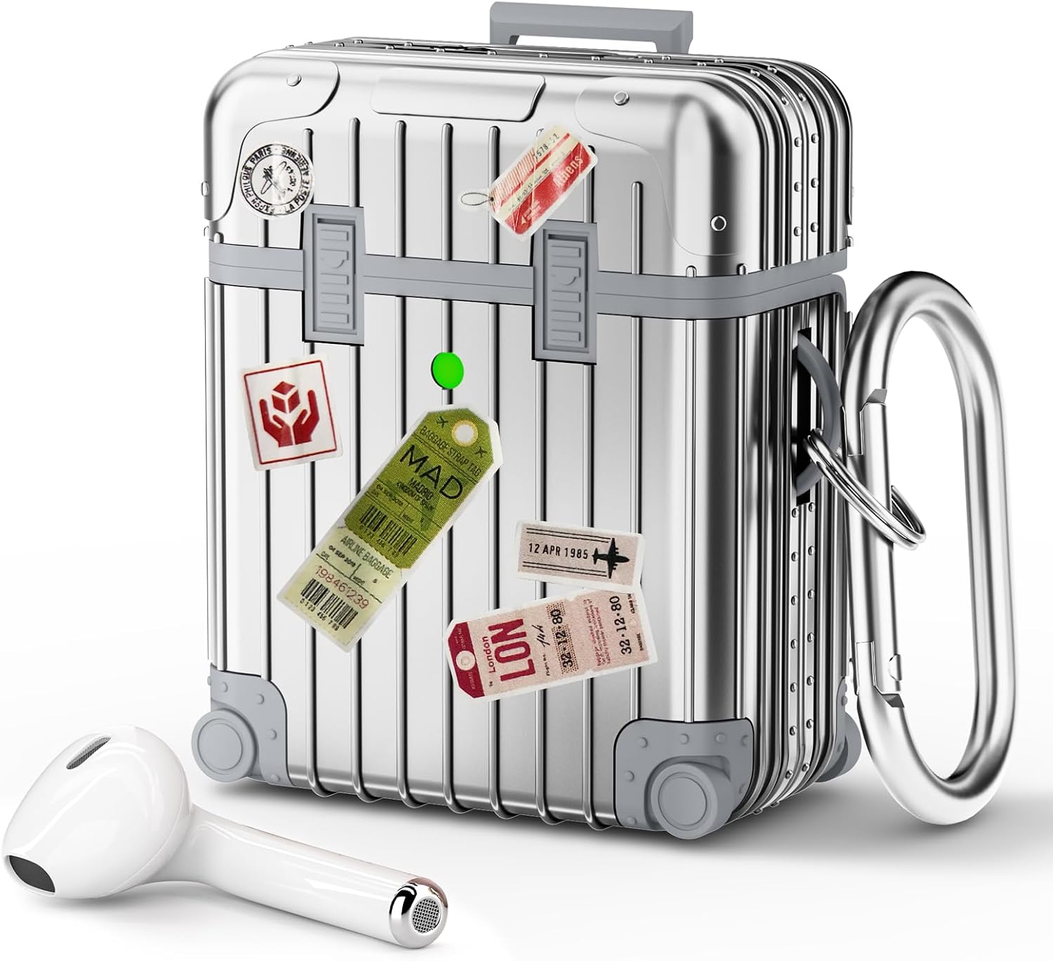 KOREDA Compatible with AirPods Case Cover, Funny Suitcase Design Case for Airpods 2nd Generation/1st Generation, Cute Fashion Protective Hard Case for Women Men with Keychain