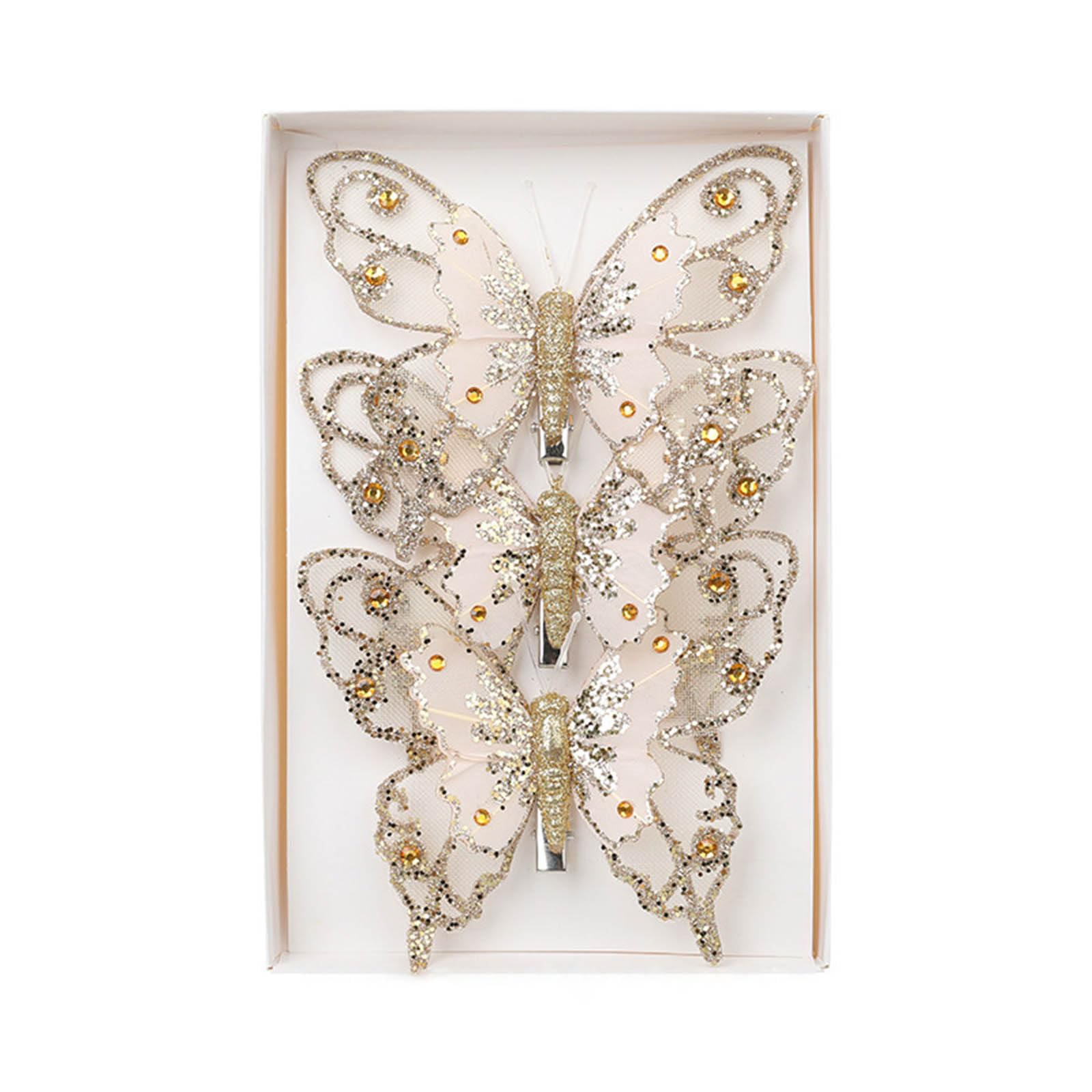 Christmas Hanging Ornament Christmas Tree Decoration Hanging Butterflies Ornament with Attachments Holiday Craft