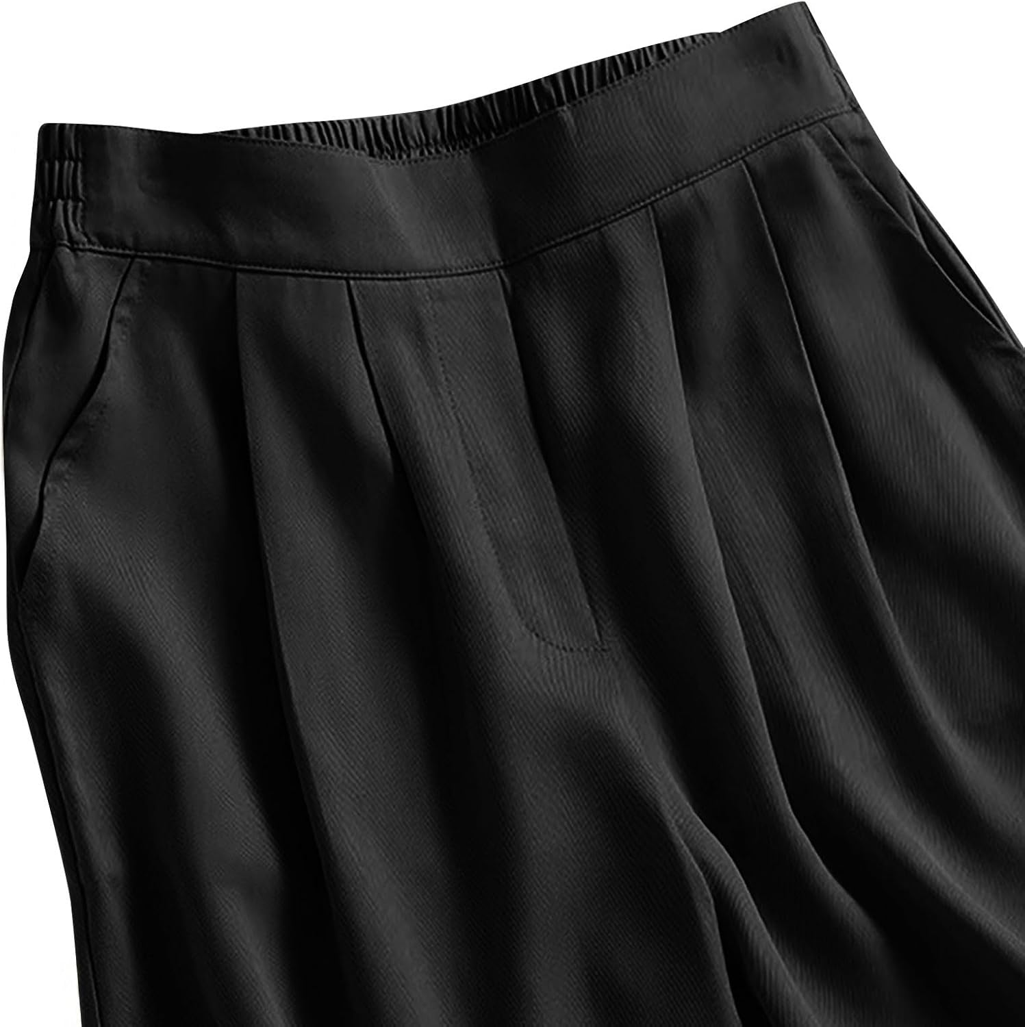 Wide Leg Shorts Women Work Trouser Short Pants Elastic High Waisted Pleated Casual Loose Bermuda Shorts Slacks Clothes