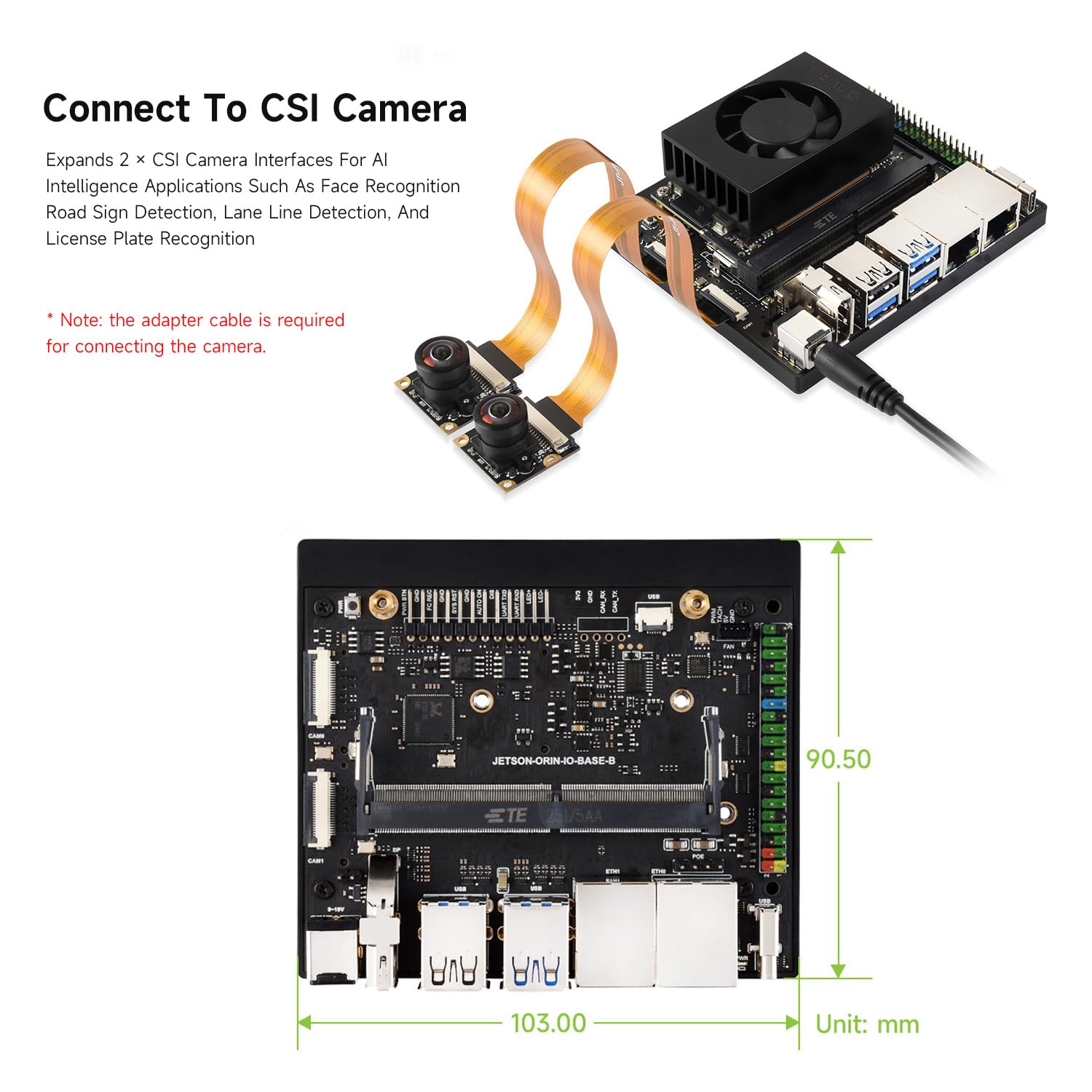 Waveshare Jetson Orin Nano/NX Super Dual Ethernet Base Board, Based on Jetson Orin Nano and Jetson Orin NX Module, Compatible with Jetson Orin Nano Super AI Development Kit Base Board