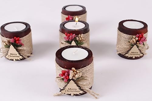 Vista 78 de HTF - Juego de 10 portavelas de madera para decoración de baby shower, regalos de revelación de género, portavelas de madera para baby shower Marrón