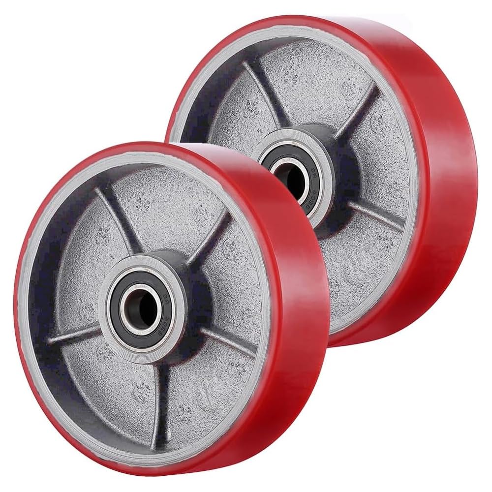 2 pieza Ruedas para Transpaleta de Poliuretano 180 x 50mm, Eje de 20 mm, incluye Rodamiento de Bolas, Carga máxima 3000 kg
