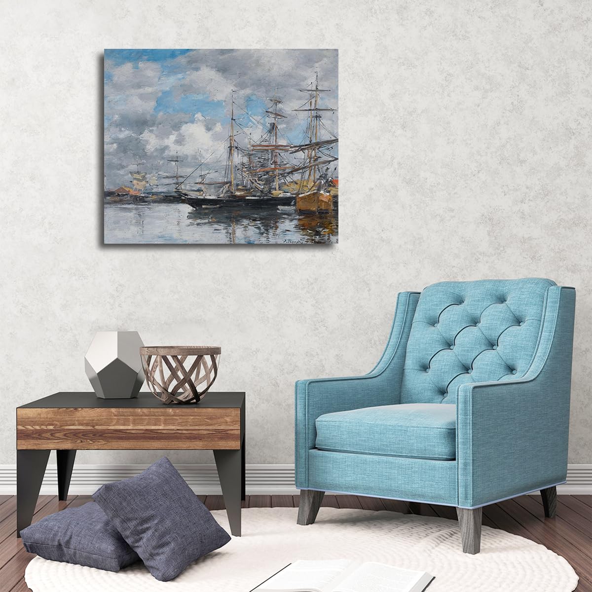 CHERHERART Deauville port druk na płótnie słynne obrazy plakaty artystyczne widok na morze obraz ścienny do salonu domowego biura dekoracja do gabinetu 65 x 85 cm
