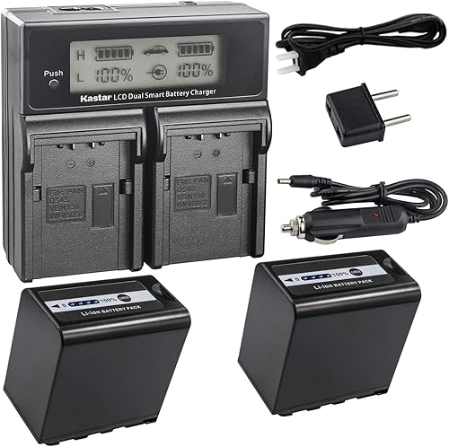 Kastar Cargador rápido LCD + batería 2x para Panasonic AG-VBR89G AG-VBR59 AG-VBR118G AG-BRD50 AG-B23 AG-DVX200 AG-AC8 AG-AC90A AG-DVC30 AG-HPX250