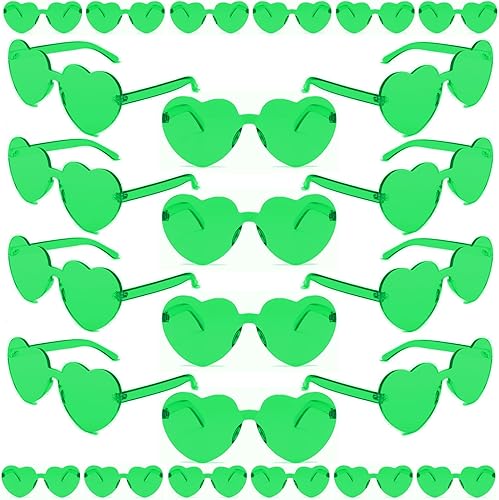 24 pares de lentes de sol con forma de corazón sin montura para mujer, gafas de sol de corazón transparentes para mujer, gafas de sol coloridas para