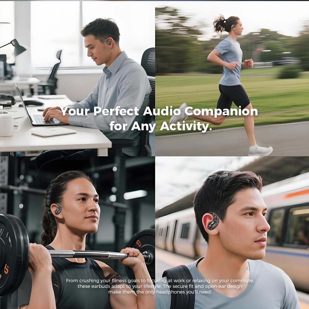 Micool Open Ear Wireless Earbuds, Bluetooth 6.0 Clip-On Earbuds, 36H Playtime, Comfort Fit Sport Headphones for Running & Gym, Noise Cancelling Mics, USB-C Fast Charge, IPX5 Sweatproof