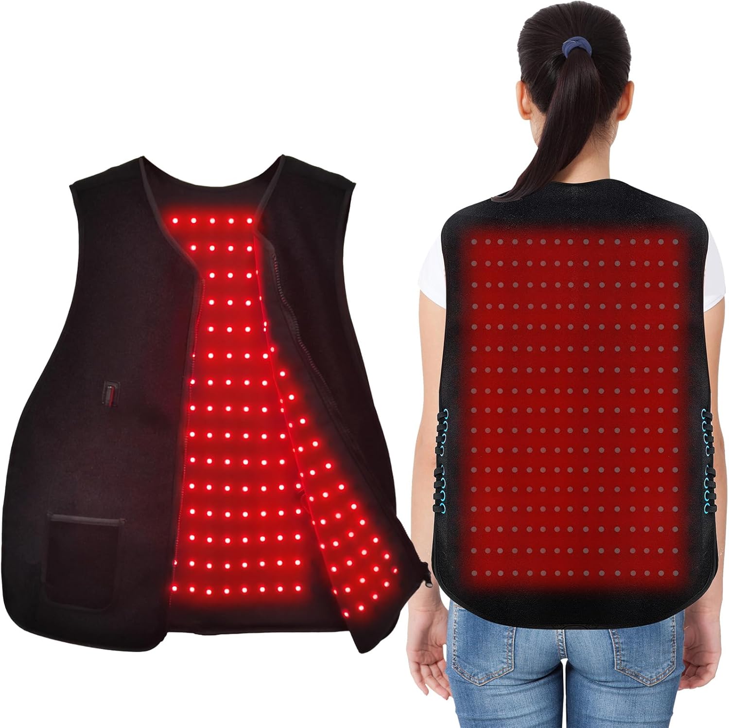 Red-Light-Therapy-for-Body,2025 Upgraded Medical-Grade Red Light Therapy 4 Modes for Body Pain Relief,315Dual Wave Near Infrared Light (660nm & 850nm) LEDs(Black26.77"x19.68") 26.77"x19.71"