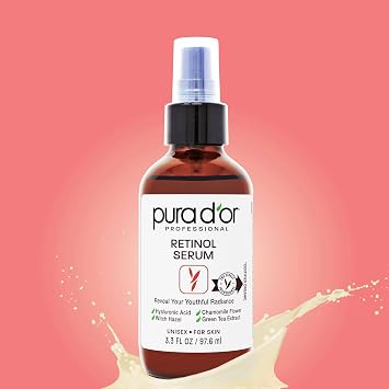 PURA D'OR Retinol Facial Serum Overnight Treatment for Uneven Tone, 3.3oz