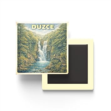 Buzdolap Magneti - T rkiye - D zce - Retro Tema - 9x9 cm