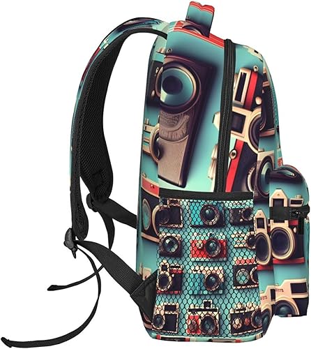 Vista 7 de Retro Cool Camera Collection - Mochila ligera para computadora portátil, para hombres y mujeres, mochila universitaria, Colección Retro Cool Camera