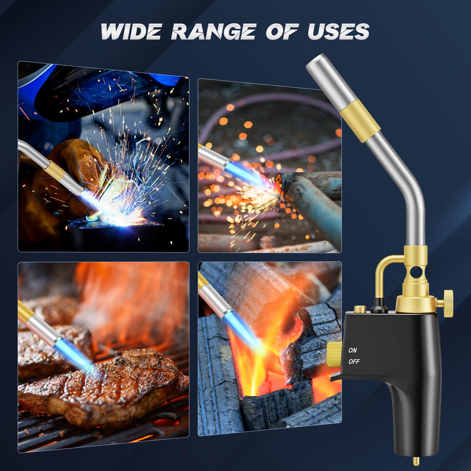 Antorcha de propano MAPP, Antorcha de propano MAPP, de soldadura a gas portátil de alta resistencia para soldadura y barbacoa, de gas de alta resistencia CGA600 MAPP/Propano Propane Torch