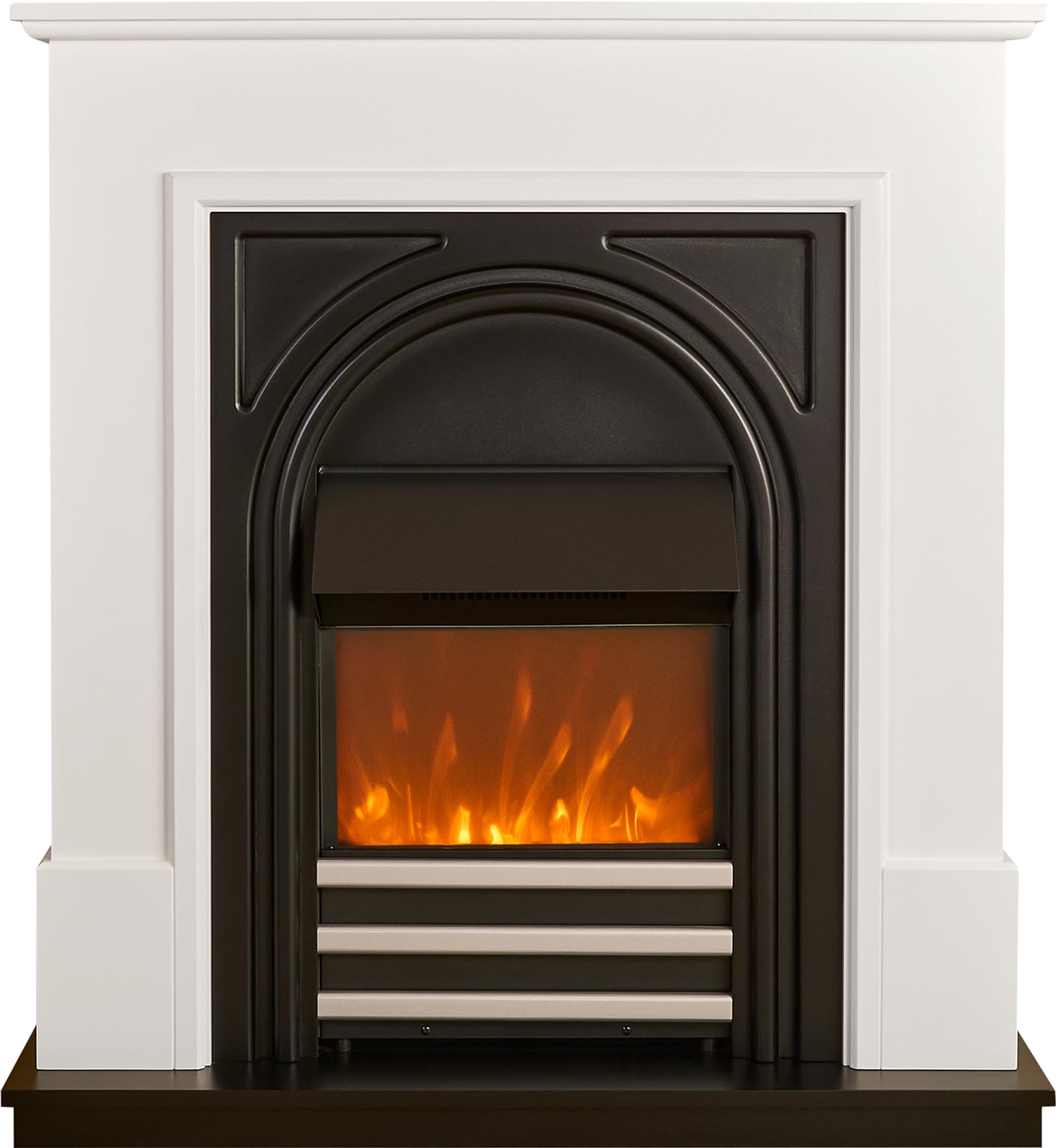 Adam Warwick Fireplace Suite - 36 Inch - Pure White & Black Cast Effect