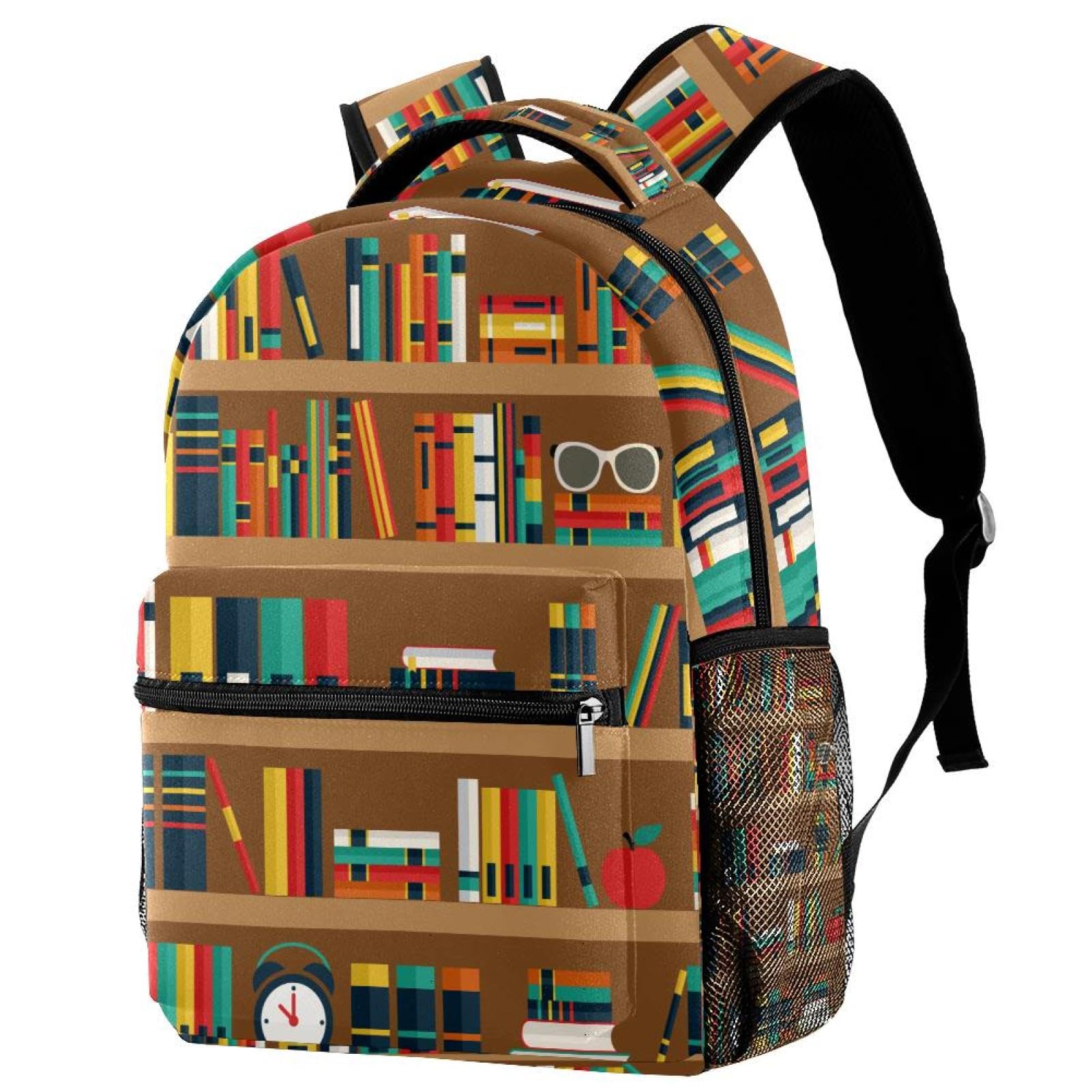 Zaino scolastico con scaffali per libri per uomini e donne, borsa da viaggio con scomparti per laptop, borsa leggera per la scuola, zaino medio per ragazzi e ragazze