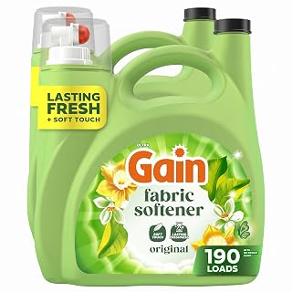 Gain Liquid Fabric Softener,Original Scent,140 FL OZ,190 Loads,Liquid Fabric Softener For Soft,Fresh Laundry,(Pack of 2)