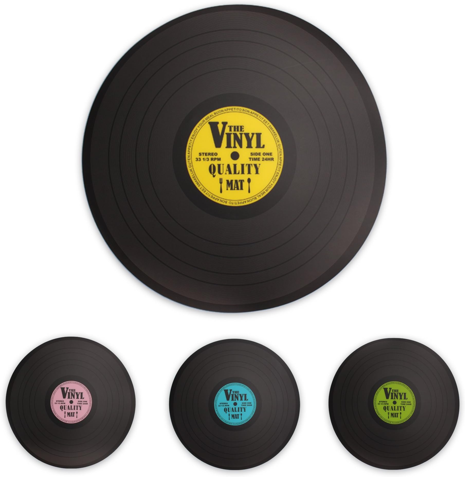 Retro Record Vinyl Design Placemats set of 4 (random colours)