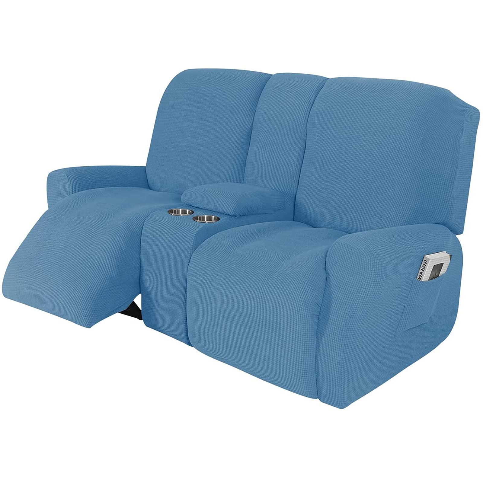 Recliner Sofa Slipcover, with Cup Holders - Furniture Protector Cover for 2-3 Seater Reclining Sofa with Console - Sofa Cover