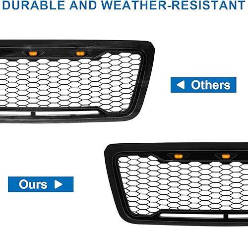 Miniatura 8 de Rejilla compatible con Ford F150 F-150 2004 2004 2005 2006 2007 2008 incluyendo XL XLT FX2 FX4 STX XTR Grill 3 luces LED