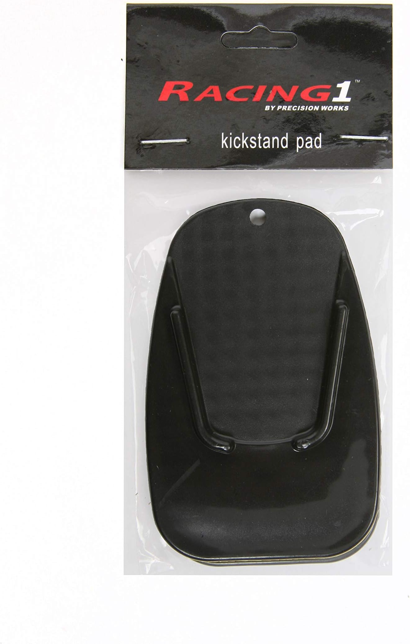 Racing 1 Motorcycle Kickstand Pad - Provides Support for Soft Ground Outdoor Parking - Black