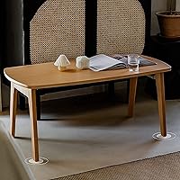 Vista 7 de SYALEO Mesa de Centro Mesa de centro de madera maciza, mesa plegable estilo japonés, mesa auxiliar para sala de estar, sofá, mesa auxiliar de 17.7
