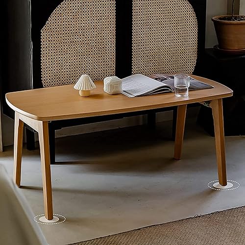Miniatura 6 de SYALEO Mesa de Centro Solid Wood Coffee Table Japanese-Style Folding Table Living Room Sofa Side Table 45CM Tall Sitting Low Table Leisure Table
