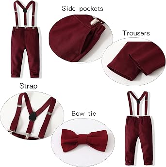 Kimocat Baby Boys Long Sleeve Gentleman Bowtie Outfit Suits Set