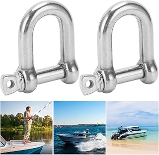 D‑Shape Shackle, Heavy Duty Bow Shackle M14 Screw Pin Anchor Shackle 2PCS for Bracelets for Paracord