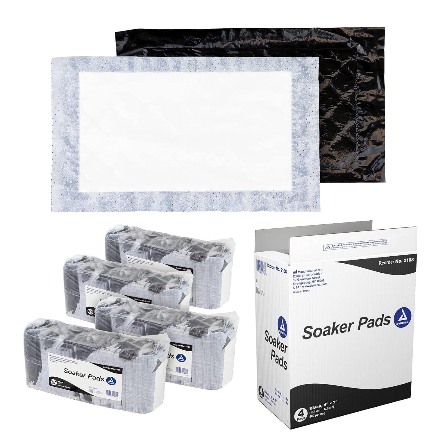 Dynarex Tattoo Aftercare Soaker Pads - Absorbent & Breathable Tattoo Bandage with Polyethylene Film - Protective Tattoo Supplies, 1 Case, 4 Packs of 500, 4" x 7" (Packaging May Vary)