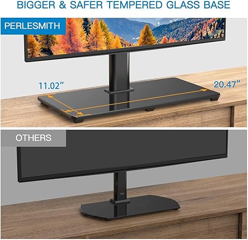 Vista 2 de PERLESMITH Universal TV Stand Table Top TV Base for 32-82 inch LCD LED OLED 4K Flat Screen TVs-Height Adjustable TV Mount Stand with Tempered Glass