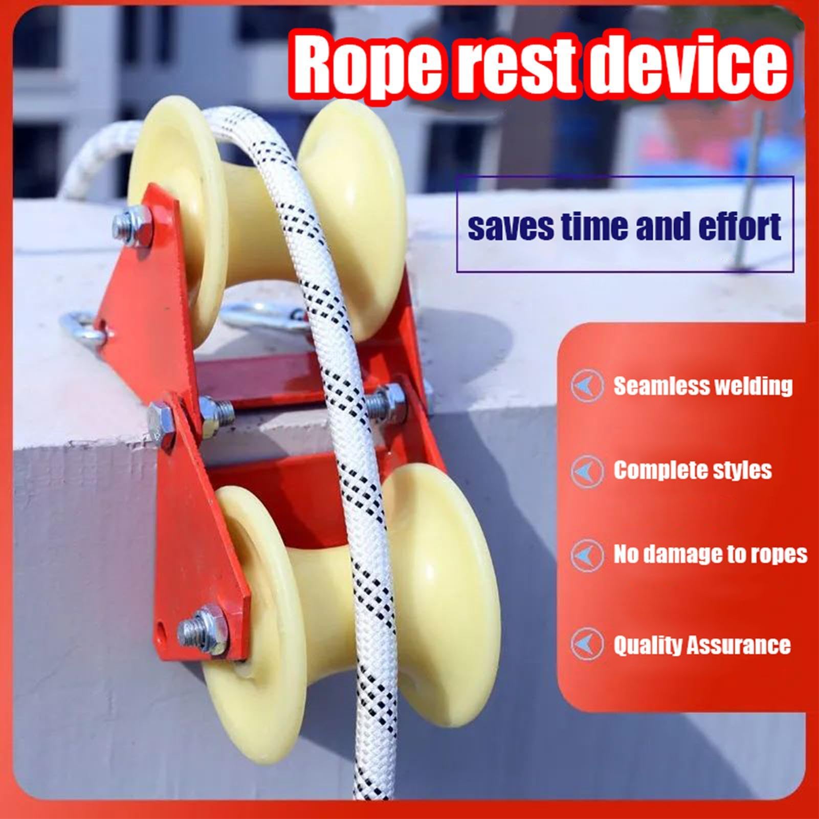 Polea Retráctil de Cuerda Trabajo Pesado, Retracción Segura de Cuerda y | de Polea y Cuerda Segura para Ascenso en Esquina Para Obras Actividades Al Aire Libre Y Decoración Hoga