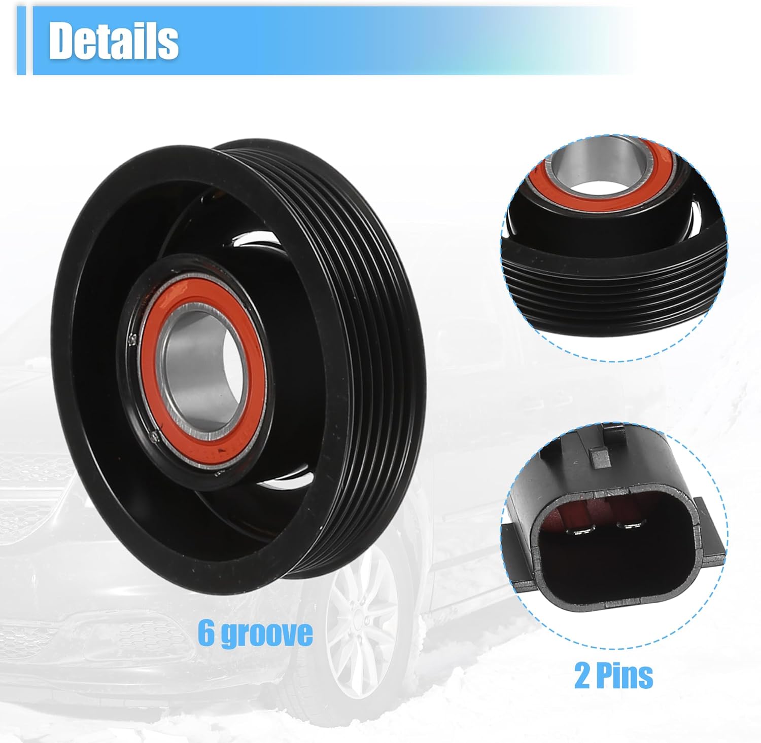 X AUTOHAUX 1 Set AC Compressor Clutch Replacement for Dodge Grand Caravan 6 Cyl 3.3L 3.8L 2008-2010