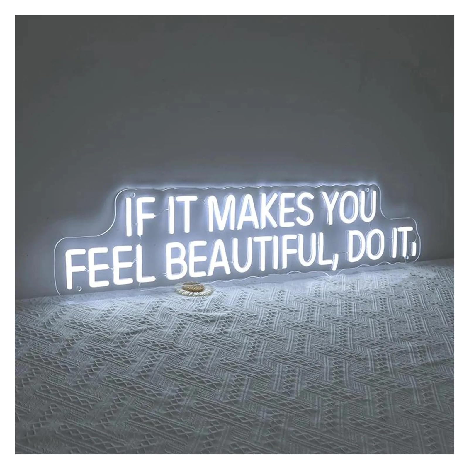 SHOUXI Sign Lamp If It Make You Feel Beautiful Do It Neon Sign, Beauty Room Neon Decor, Spa Salon Studio Neon Light Decor 50cm(White)