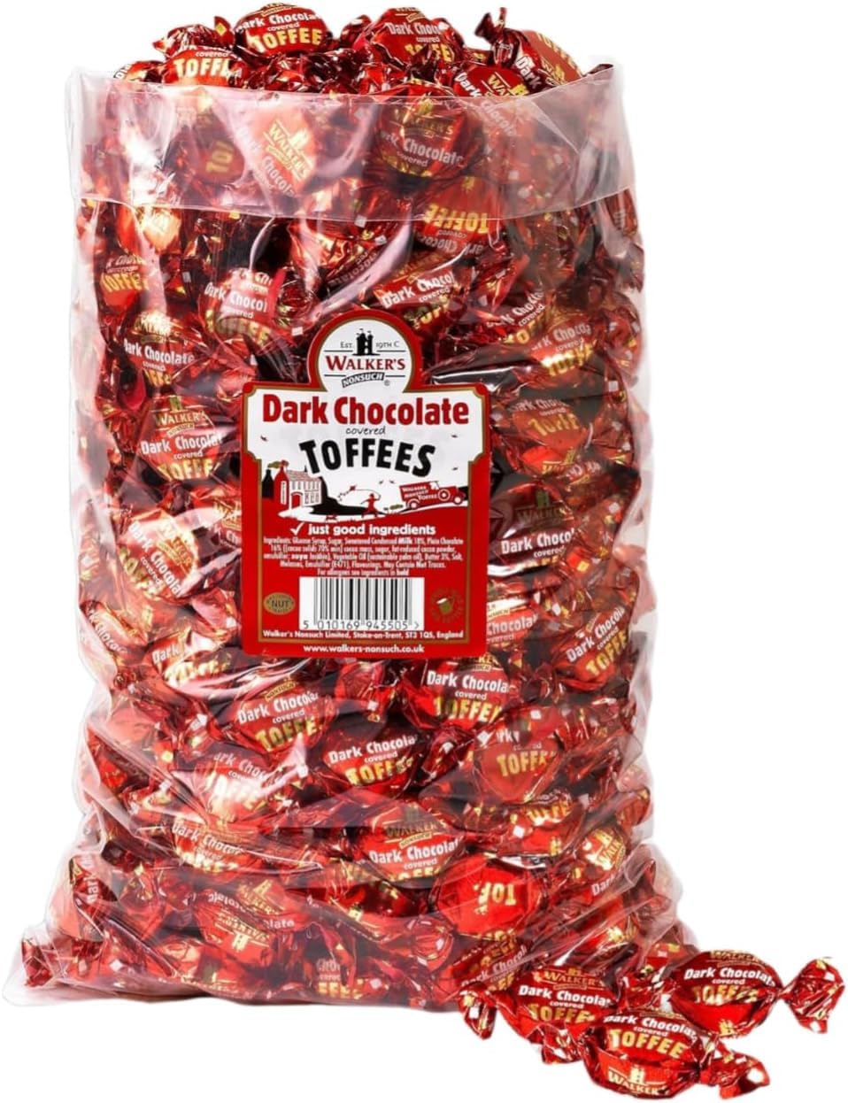 Toffee, Walker's Toffee, Bulk, 2.5kg, Wholesale, British, Traditional, Sweet, Treat, Confectionery, Snack (Dark Chocolate)