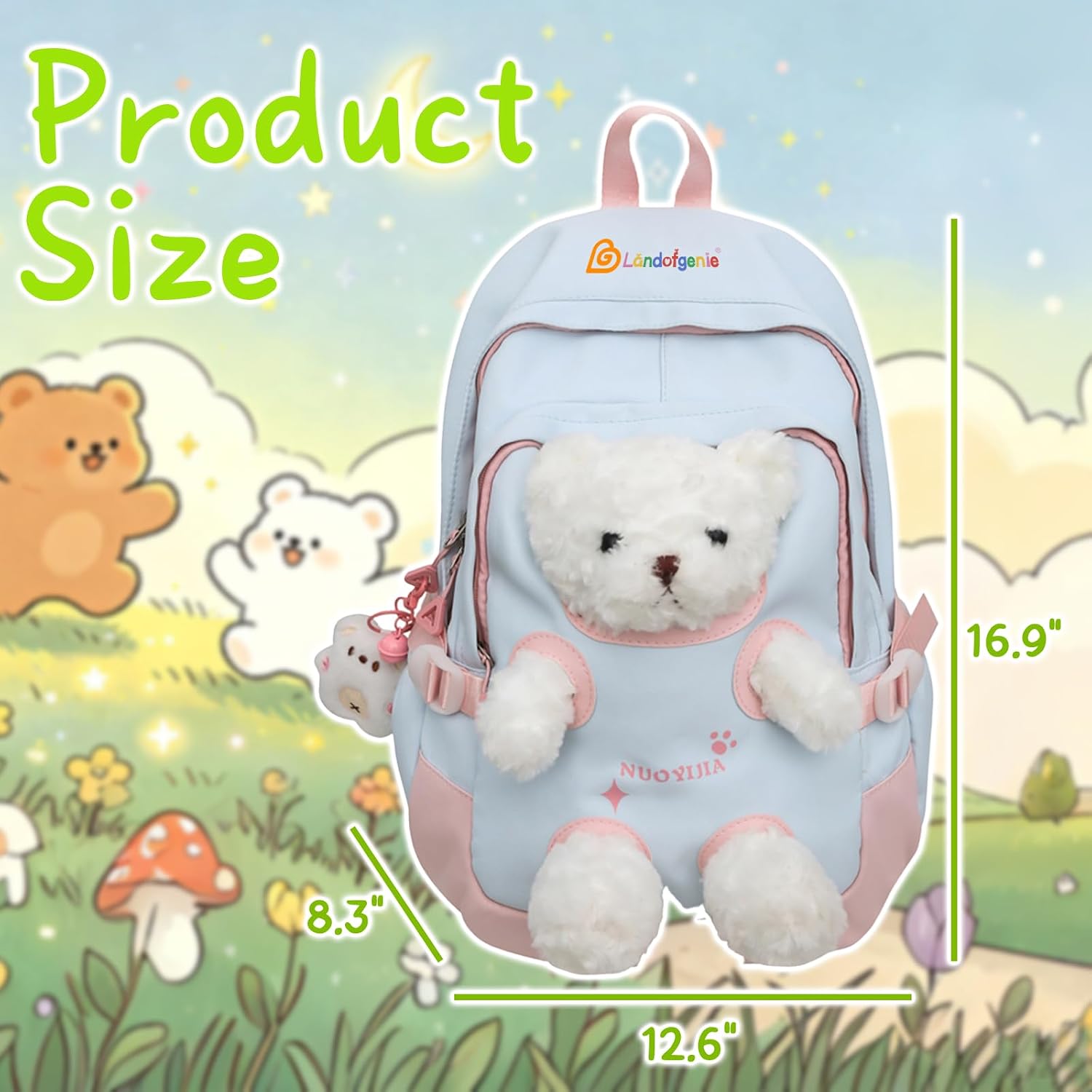 Landofgenie Backpack – Large Capacity 3D Plush Bear Multi-Function Bag image 2