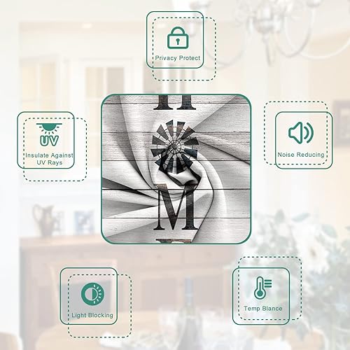 Miniatura 5 de Cortinas de puerta para ventanas de puerta, cortinas rústicas de madera de molino de viento para puerta de vidrio francés, cortinas de privacidad