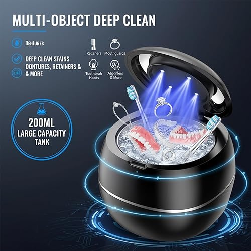 Miniatura 4 de Limpiador Ultrasónico de Retenedores Denture Dome, Limpiador de Cápsula Dental Denture Dome 45khz, Máquina Limpiadora de Retenedores Dentales UV con