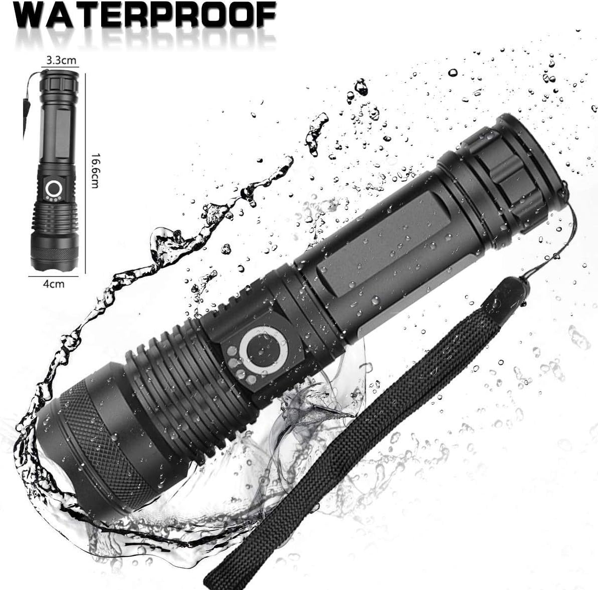 MODOAO Flashlight Rechargeable Waterproof Emergency Image