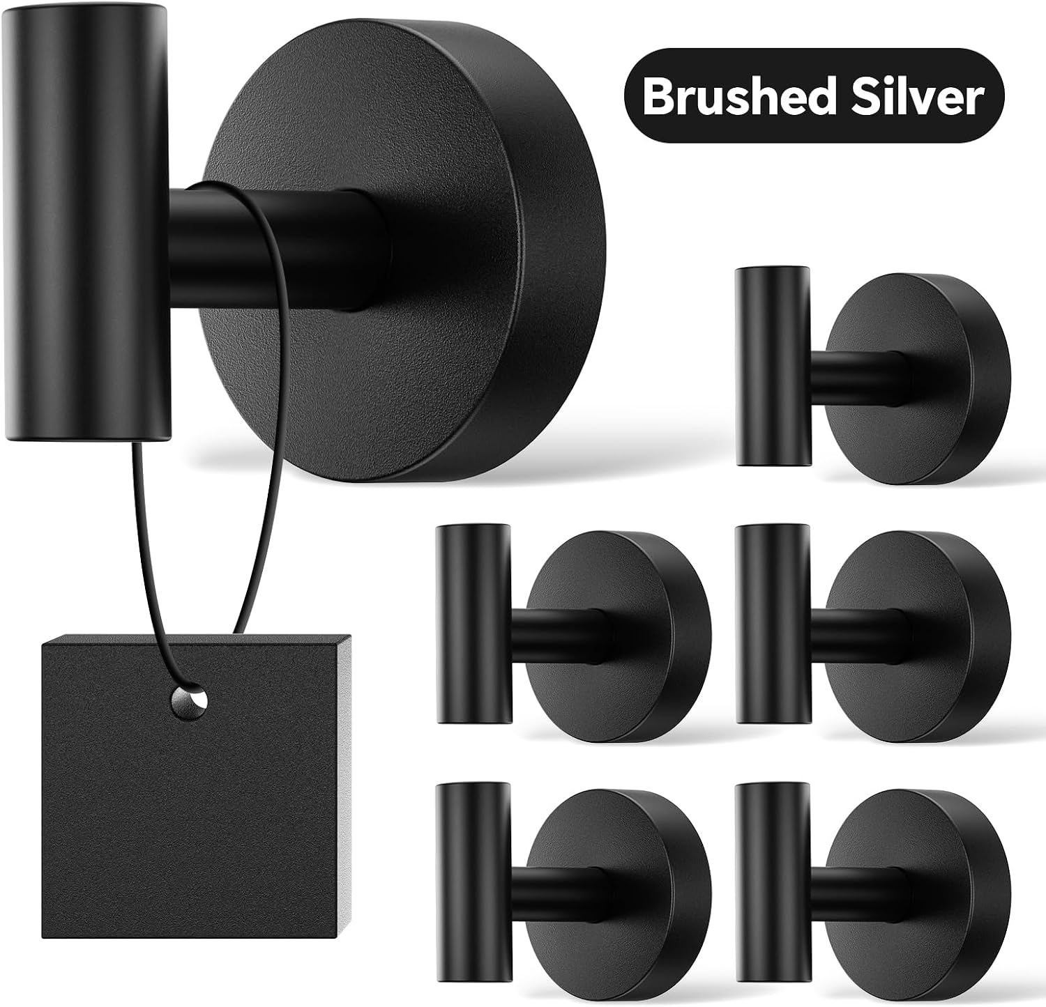 Suction Cup Hooks for Shower, No Drill Bathroom Hooks for Towels Robes Loofahs, Reusable Waterproof Hooks for Glass Mirror Tile, Smooth Non-Porous Surfaces, Black, 4 Pack