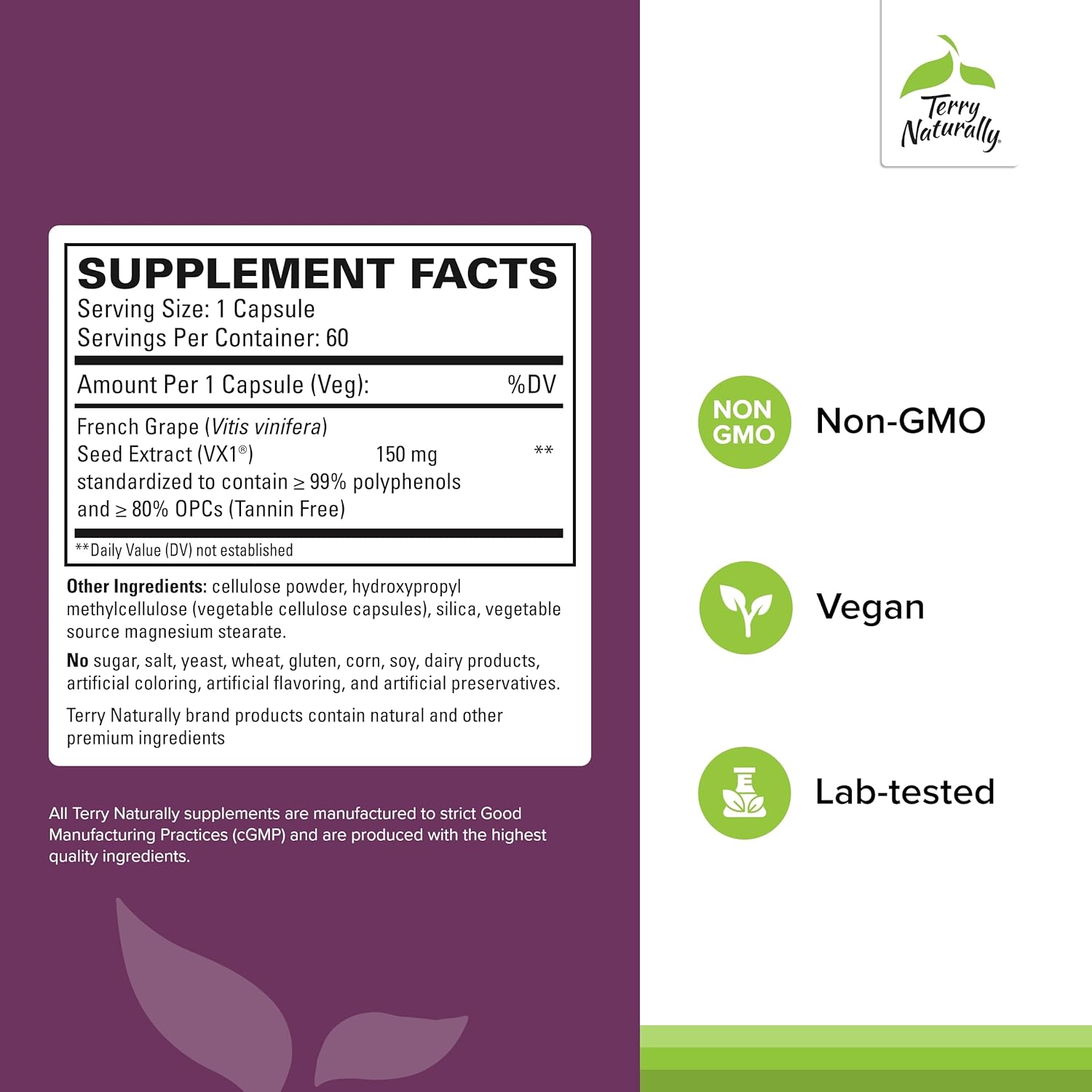 Terry Naturally Clinical OPC - Cardiovascular Health & Focus Support Supplement - Dietary Supplement with Grape Seed Extract & Sunflower Lecithin - Immune Support Supplement - 300 mg, 60 Softgels