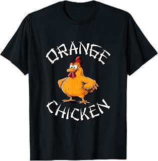 Redds Threads Orange Chicken Unisex-Adults T-Shirt Black Small Short Sleeve Classic Fit 100% Polyester Fun Cartoon Mandarin Collar Modern Unique Graphic Design