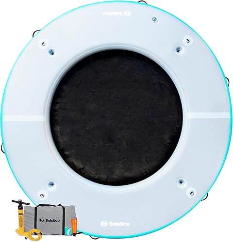 Miniatura 8 de SOLSTICE Circular Mesh Hangout Ring Inflatable Dock, Floating Water Raft Platform Malla (8'6'' hexagonal)