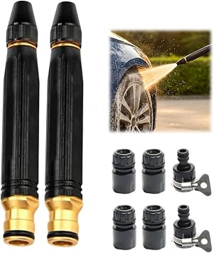 Best ValueSaker High Pressure Hose Nozzle Heavy Duty, Brass Garden Hose Nozzle Direct Jet Stream, Water Hose Nozzle for Car Washing, Patio Cleaning, Watering 3/4" Standard Fit, 2-Pack Available